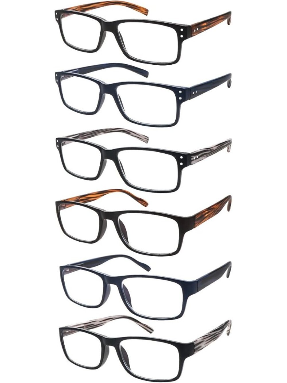6 Pack Blue Light Blocking Reading Glasses, Spring Hinge Anti-Glare Eyewear for